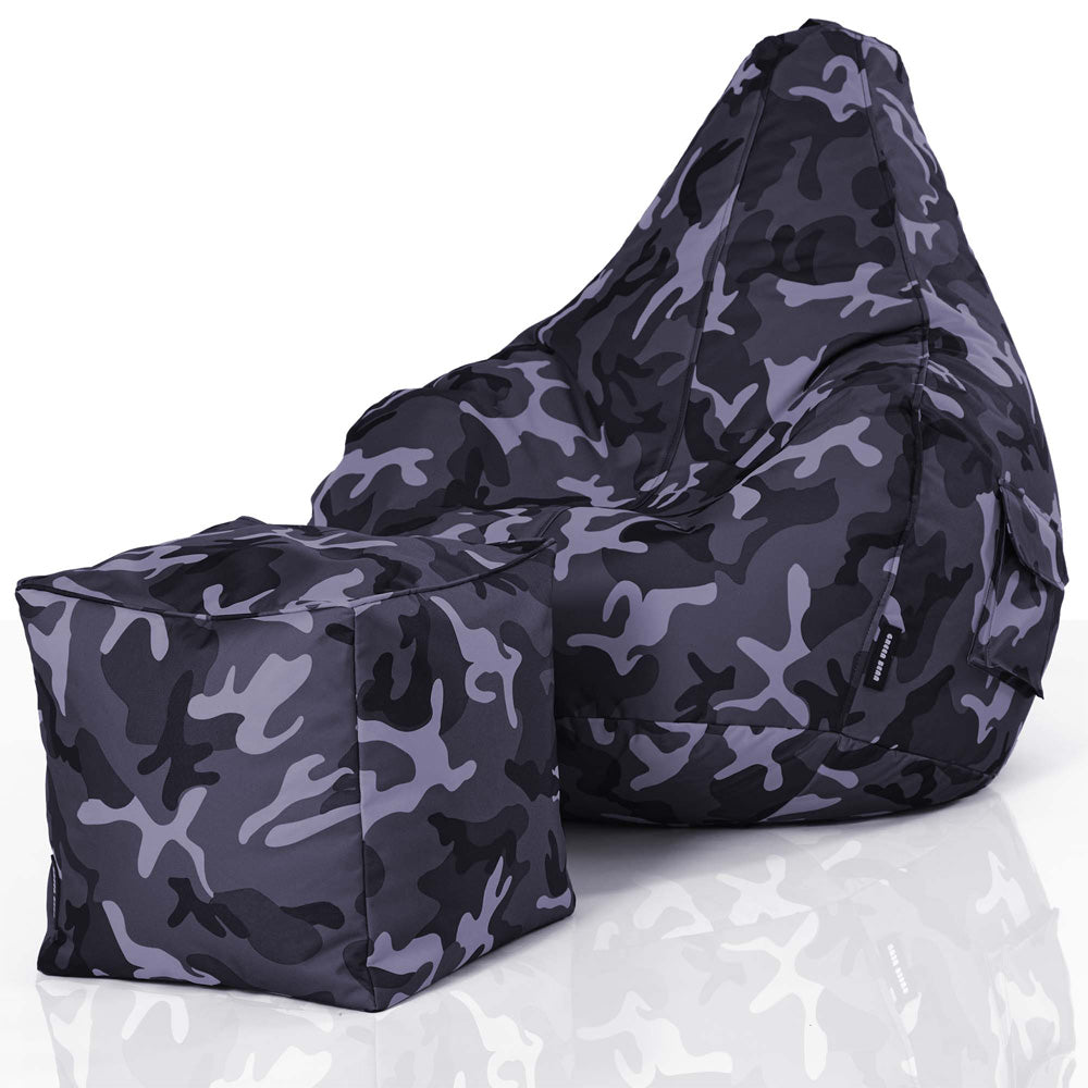 Lauko Sėdmaišių Komplektas Cozy ir Cube Black Camouflage