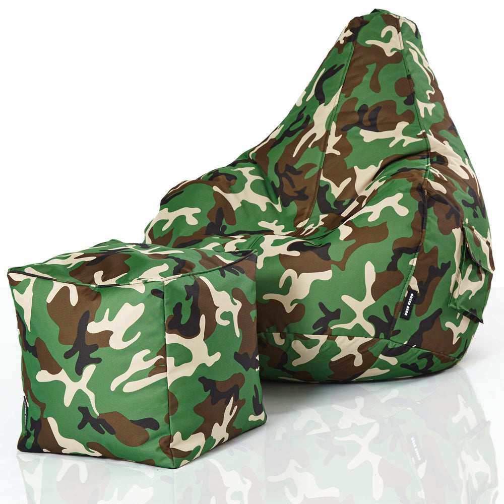 Lauko Sėdmaišių Komplektas Cozy ir Cube Green Camouflage