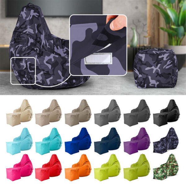 Lauko Sėdmaišių Komplektas Cozy ir Cube Black Camouflage