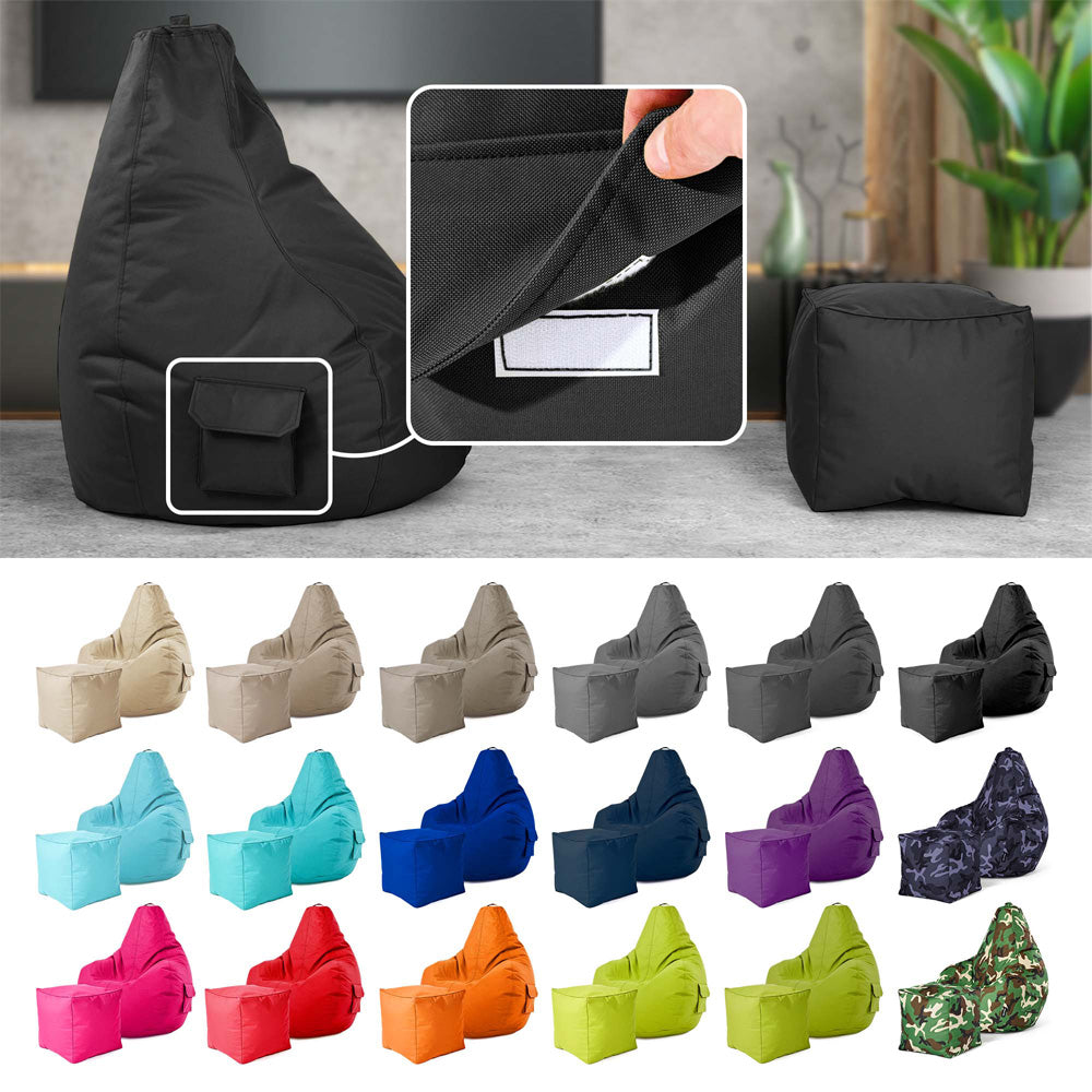 Lauko Sėdmaišių Komplektas Cozy ir Cube Black