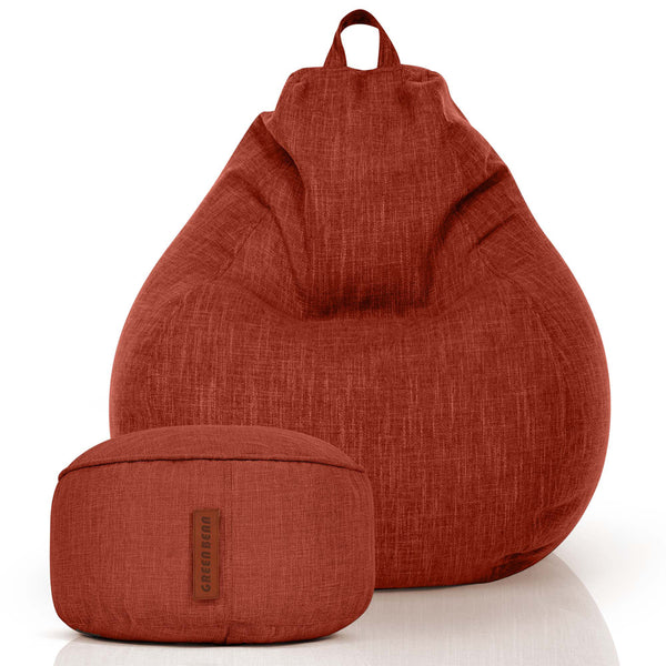 Sėdmaišių Komplektas Home Linen XXL ir Pufas Linen Red