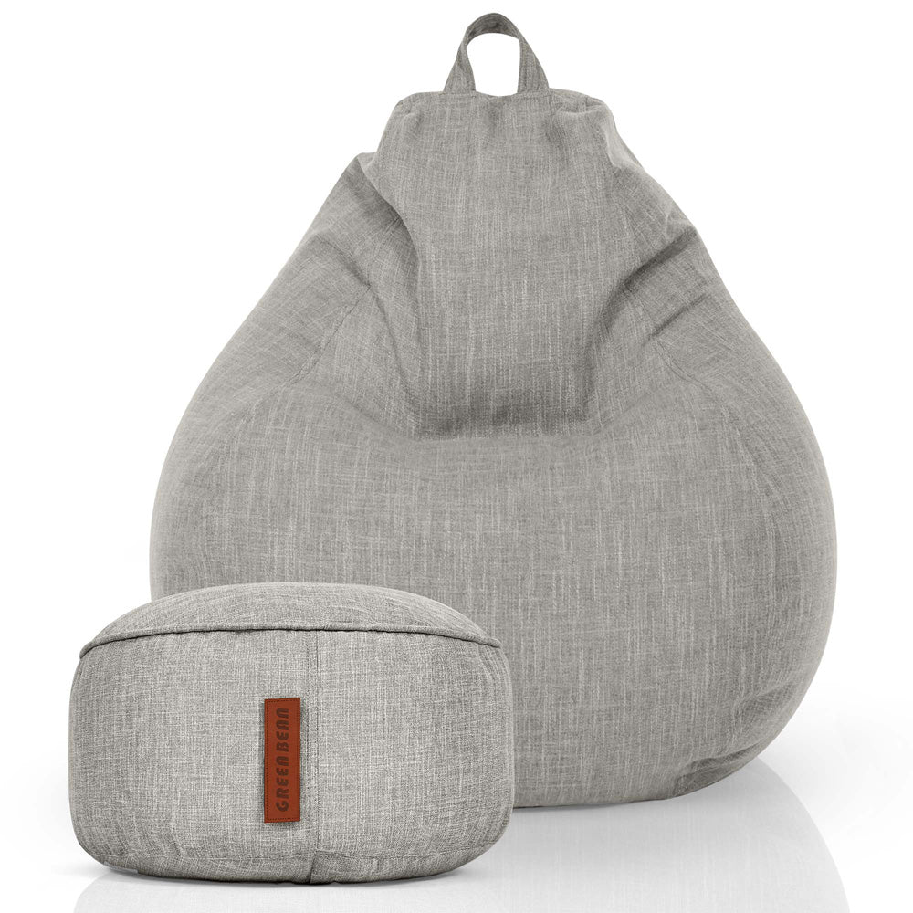 Sėdmaišių Komplektas Home Linen XXL ir Pufas Linen Light Grey