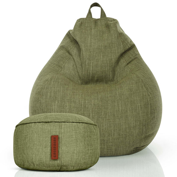 Sėdmaišių Komplektas Home Linen XXL ir Pufas Linen Green