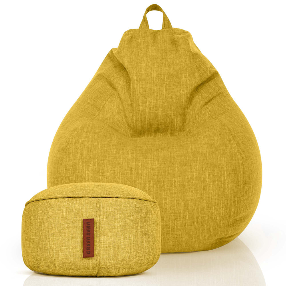 Sėdmaišių Komplektas Home Linen XXL ir Pufas Linen Yellow