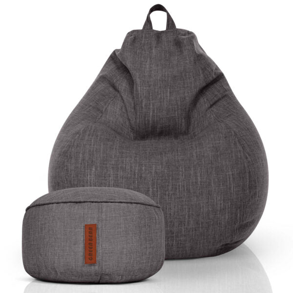 Sėdmaišių Komplektas Home Linen L ir Pufas Linen Grey