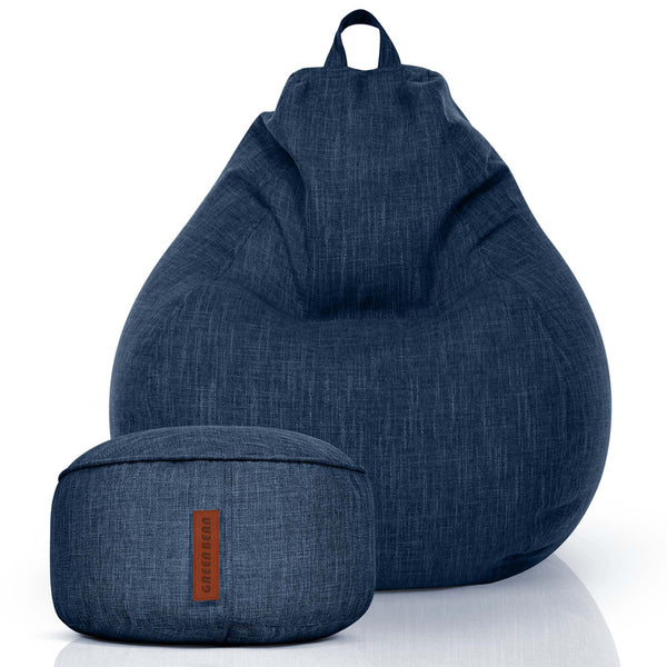 Sėdmaišių Komplektas Home Linen XXL ir Pufas Linen Dark Blue