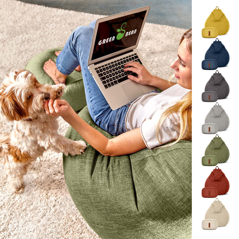 Sėdmaišių Komplektas Home Linen XXL ir Pufas Linen Green