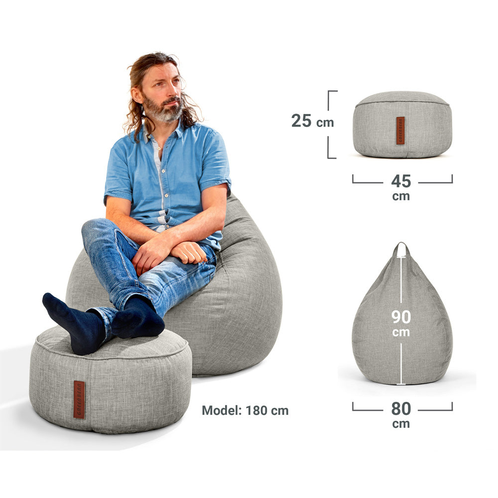 Sėdmaišių Komplektas Home Linen L ir Pufas Linen Light Grey