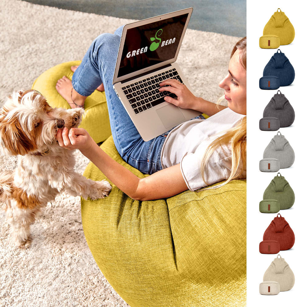 Sėdmaišių Komplektas Home Linen XXL ir Pufas Linen Yellow