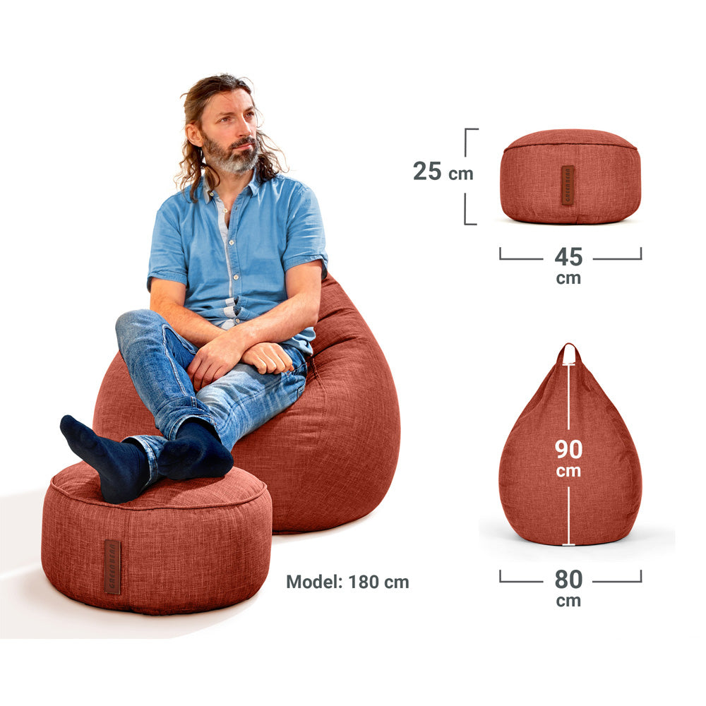 Sėdmaišių Komplektas Home Linen L ir Pufas Linen Red