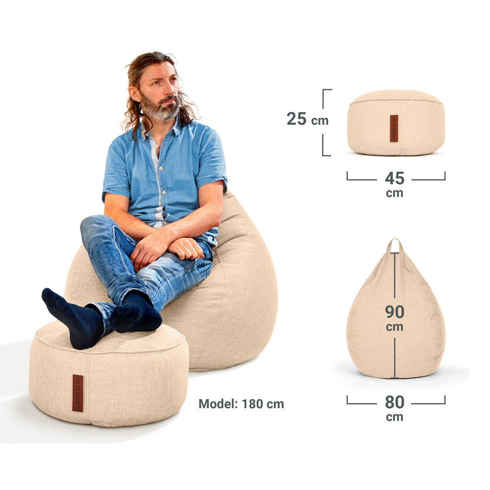 Sėdmaišių Komplektas Home Linen L ir Pufas Linen Beige