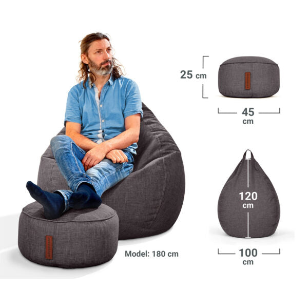 Sėdmaišių Komplektas Home Linen XXL ir Pufas Linen Grey