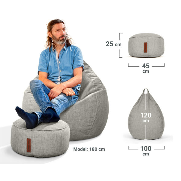 Sėdmaišių Komplektas Home Linen XXL ir Pufas Linen Light Grey