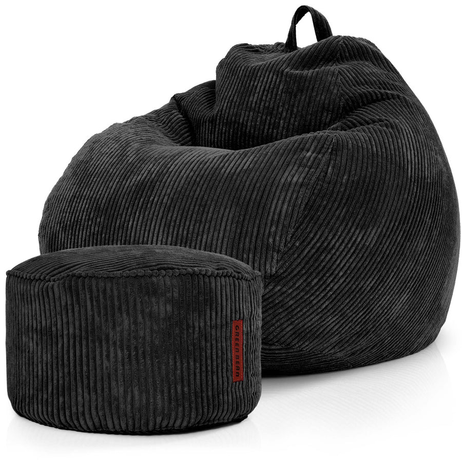 Sėdmaišių Komplektas Scoop Indoor ir Pufas Cord Black