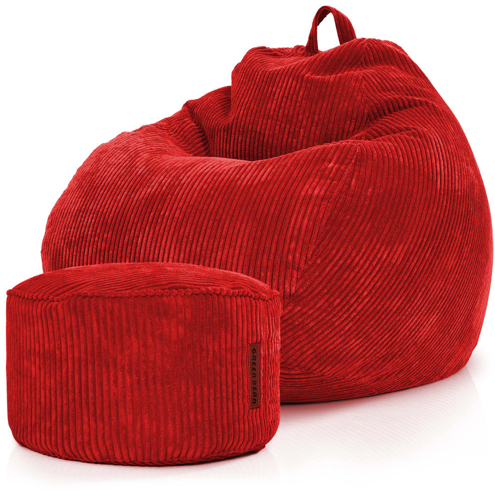 Sėdmaišių Komplektas Scoop Indoor ir Pufas Cord Red