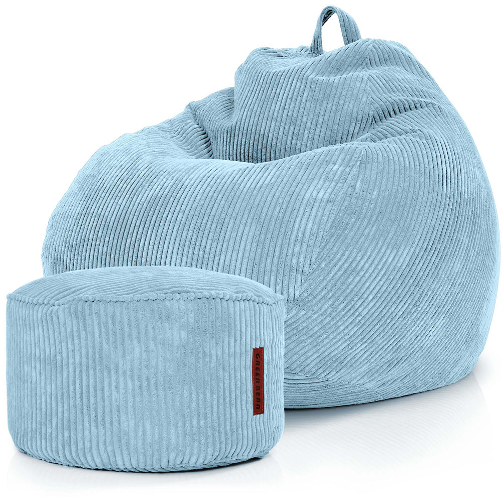 Sėdmaišių Komplektas Scoop Indoor ir Pufas Cord Light Blue