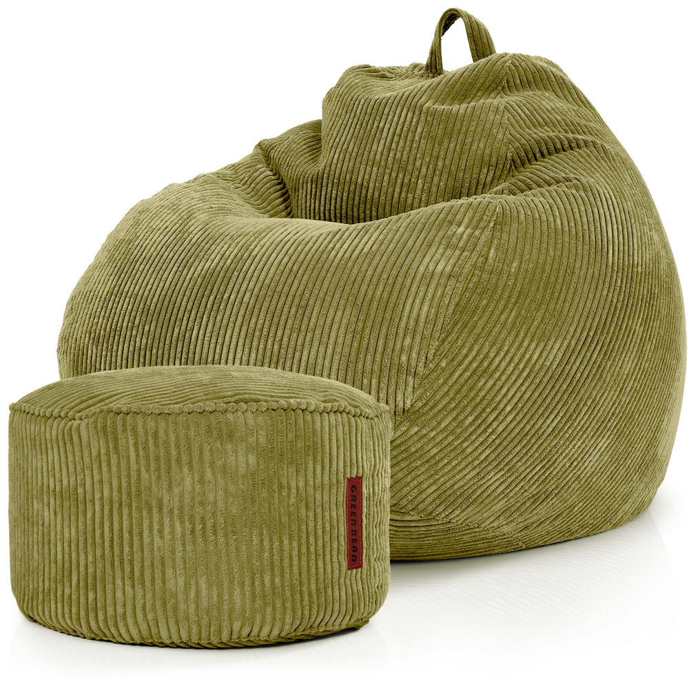 Sėdmaišių Komplektas Scoop Indoor ir Pufas Cord Green