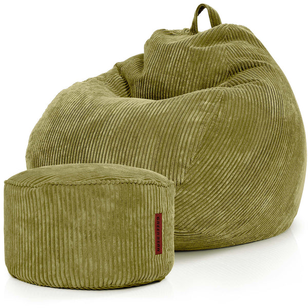 Sėdmaišių Komplektas Scoop Indoor ir Pufas Cord Green