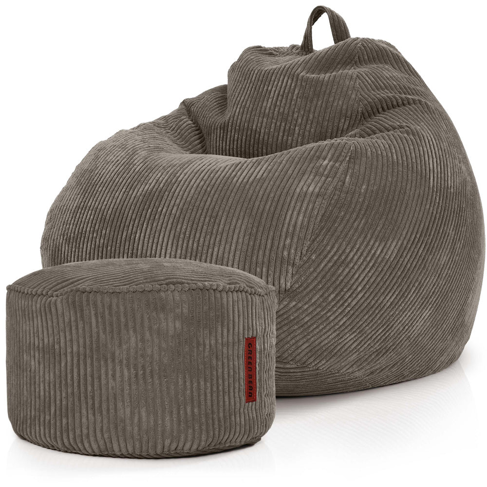 Sėdmaišių Komplektas Scoop Indoor ir Pufas Cord Dark Grey