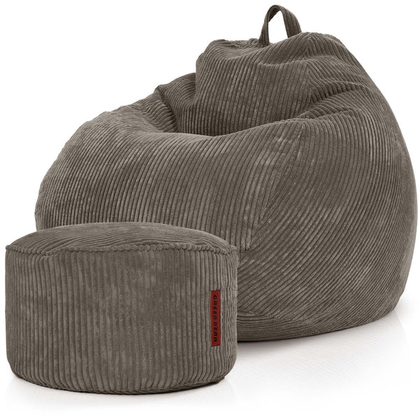 Sėdmaišių Komplektas Scoop Indoor ir Pufas Cord Dark Grey