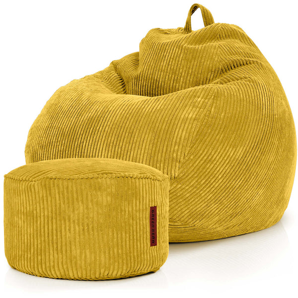Sėdmaišių Komplektas Scoop Indoor ir Pufas Cord Yellow