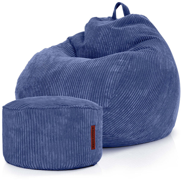 Sėdmaišių Komplektas Scoop Indoor ir Pufas Cord Dark Blue