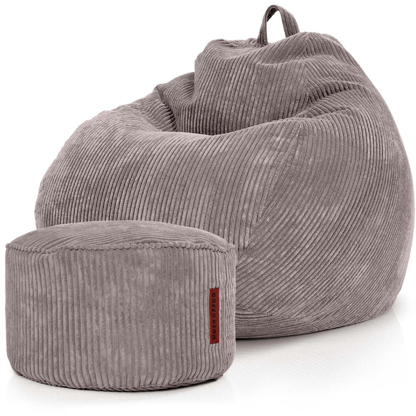 Sėdmaišių Komplektas Scoop Indoor ir Pufas Cord Grey