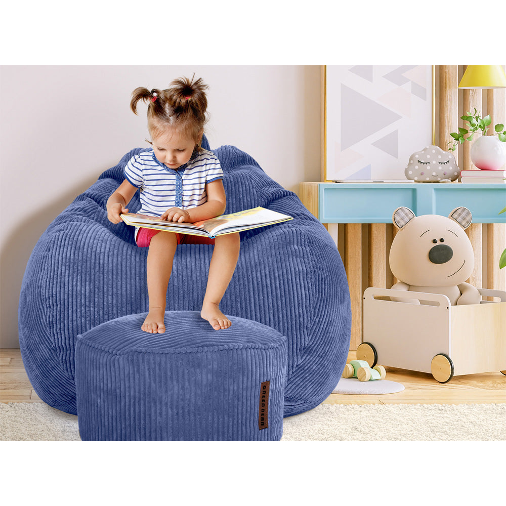 Sėdmaišių Komplektas Scoop Indoor ir Pufas Cord Dark Blue