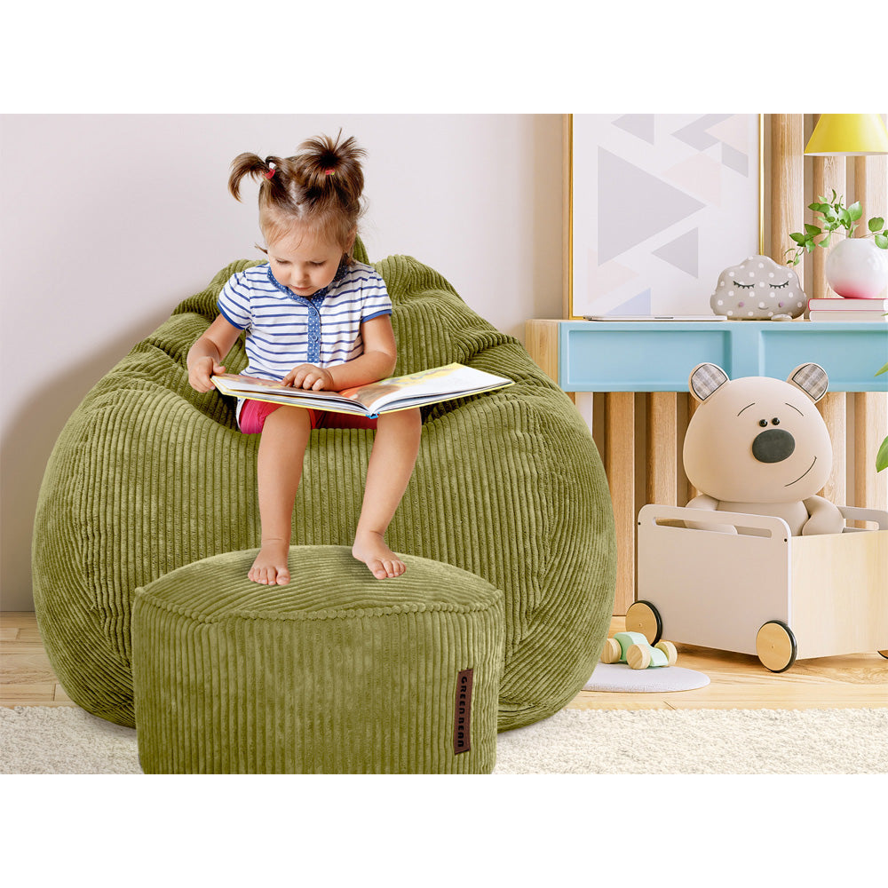 Sėdmaišių Komplektas Scoop Indoor ir Pufas Cord Green