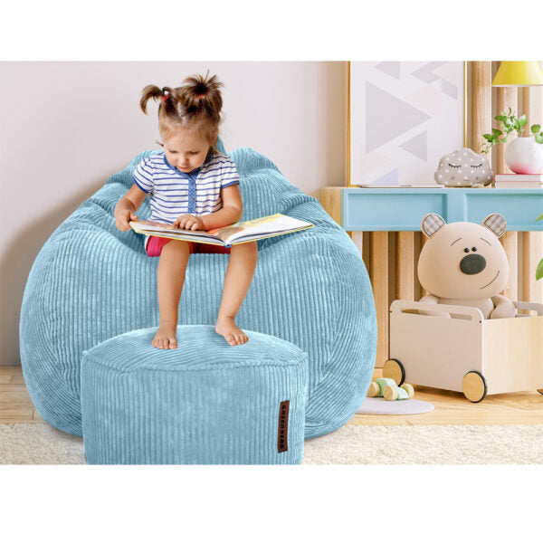 Sėdmaišių Komplektas Scoop Indoor ir Pufas Cord Light Blue