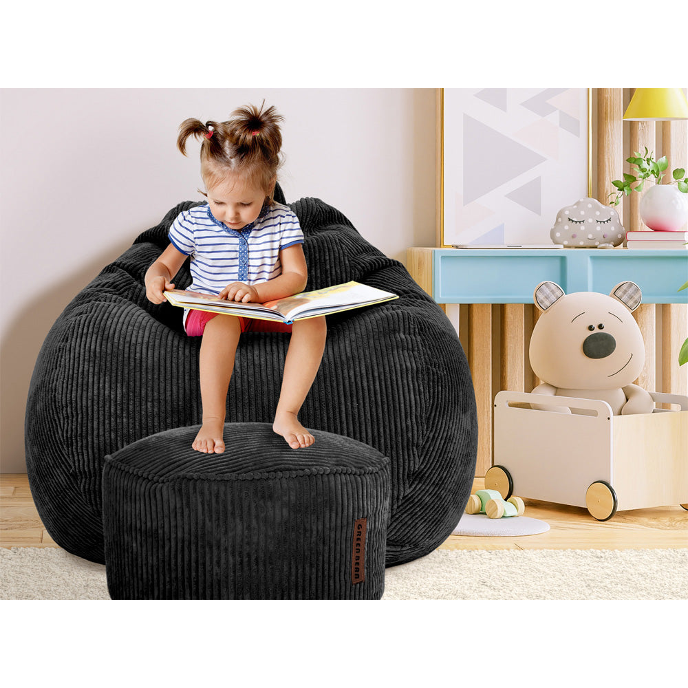 Sėdmaišių Komplektas Scoop Indoor ir Pufas Cord Black
