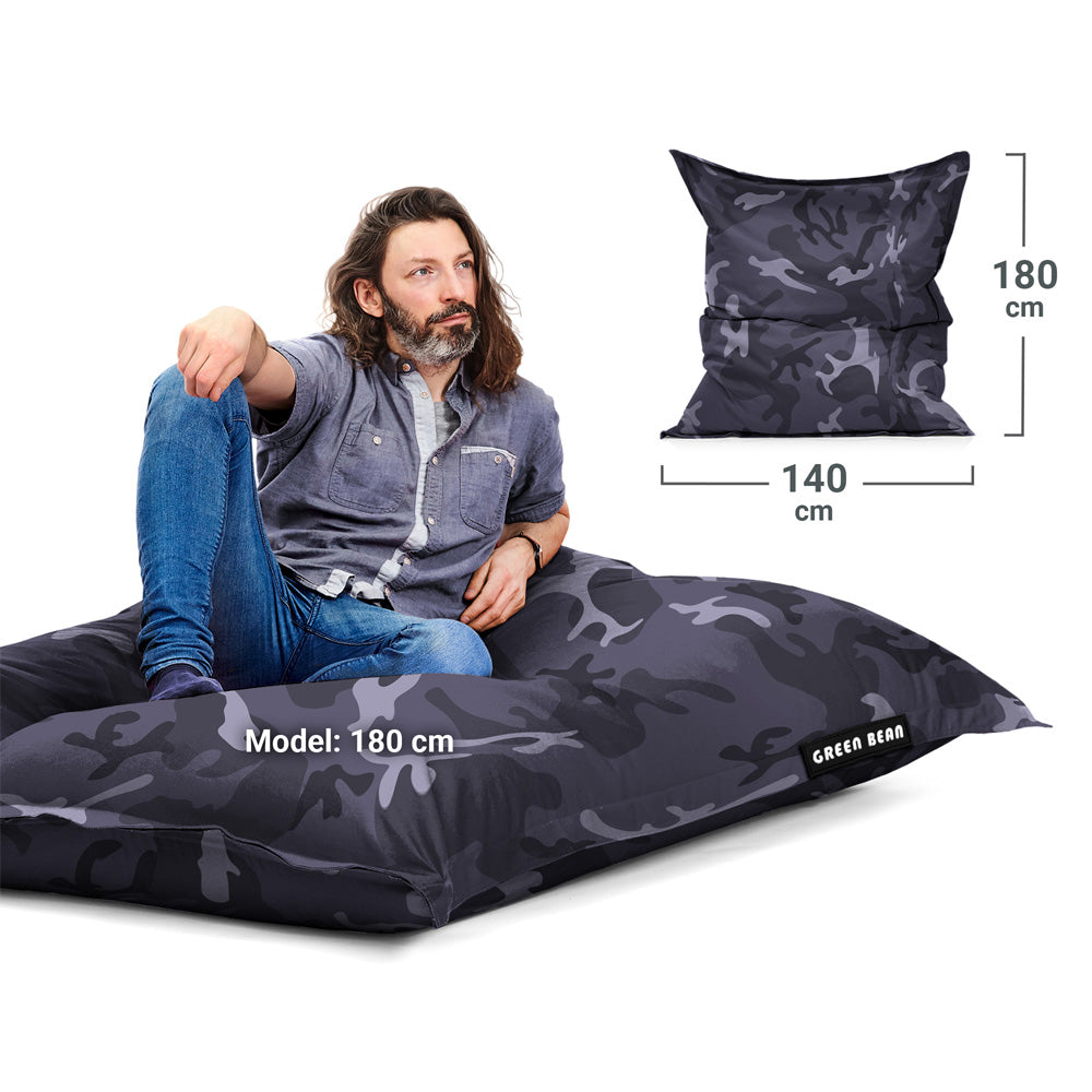Lauko Sėdmaišių Komplektas Square XXL ir Cube Camouflage Black