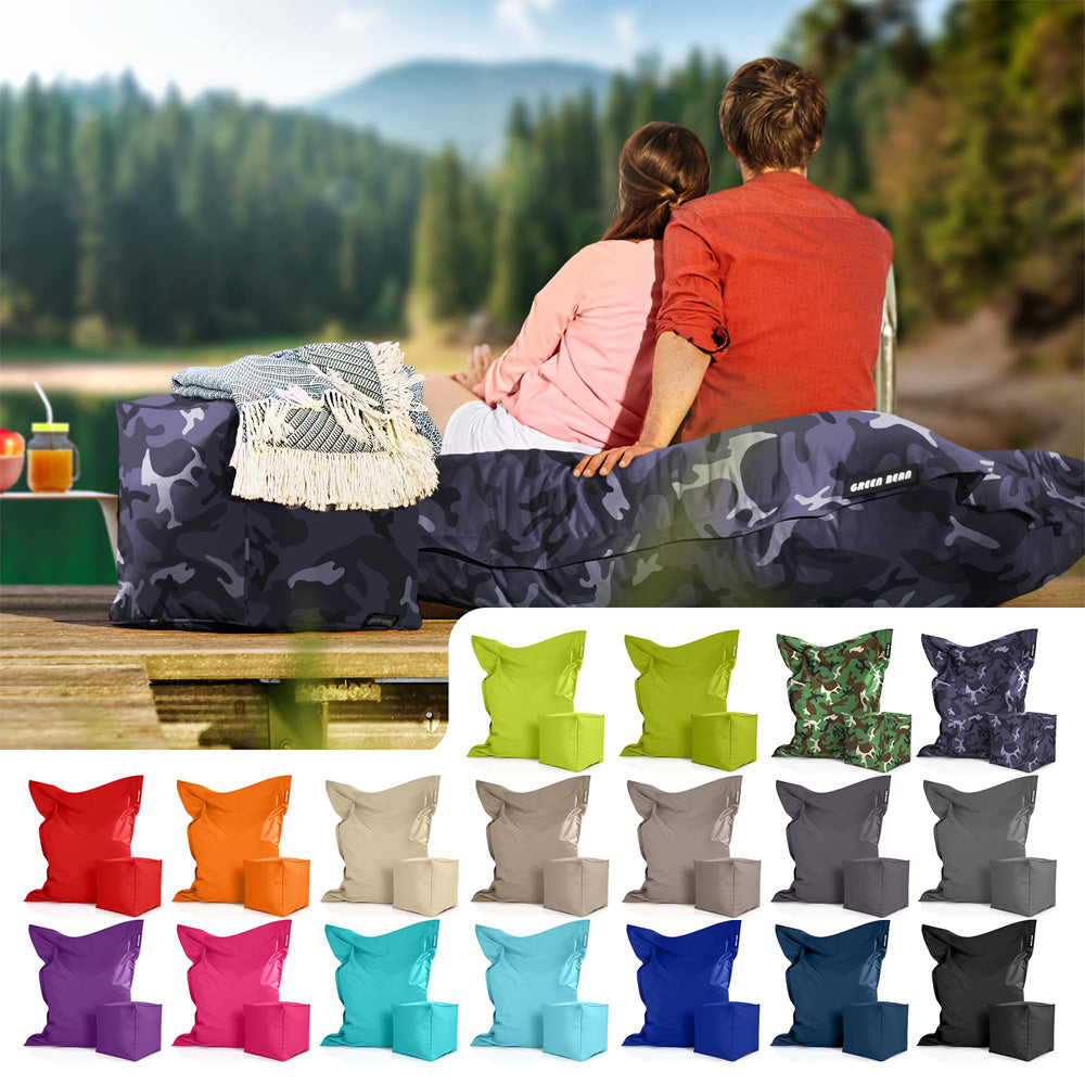 Lauko Sėdmaišių Komplektas Square XXL ir Cube Camouflage Black