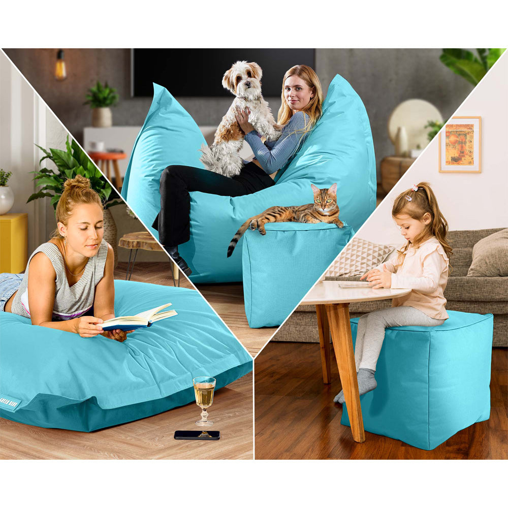Lauko Sėdmaišių Komplektas Square XXL ir Cube Aquamarine