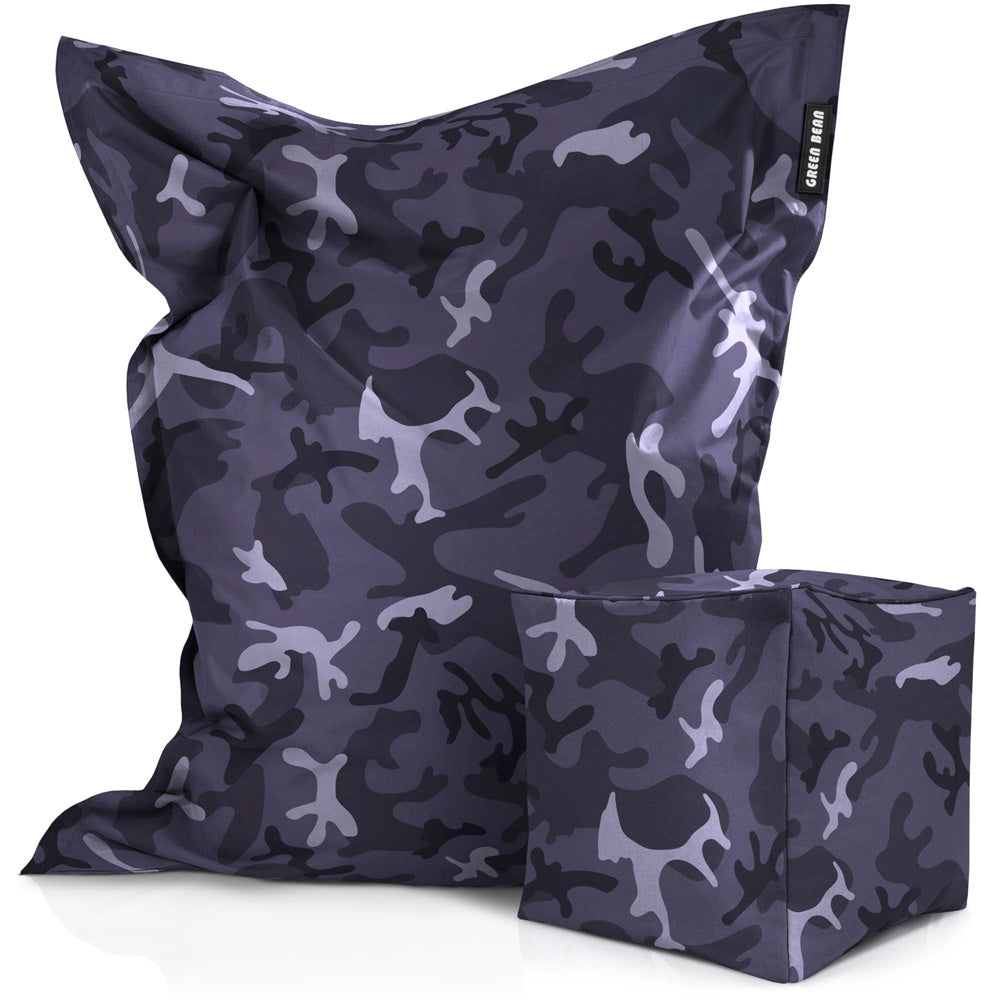 Lauko Sėdmaišių Komplektas Square XXL ir Cube Camouflage Black