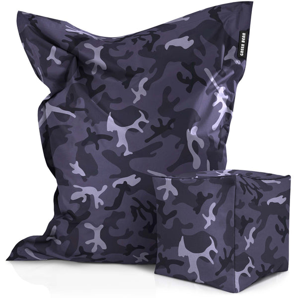 Lauko Sėdmaišių Komplektas Square XXL ir Cube Camouflage Black