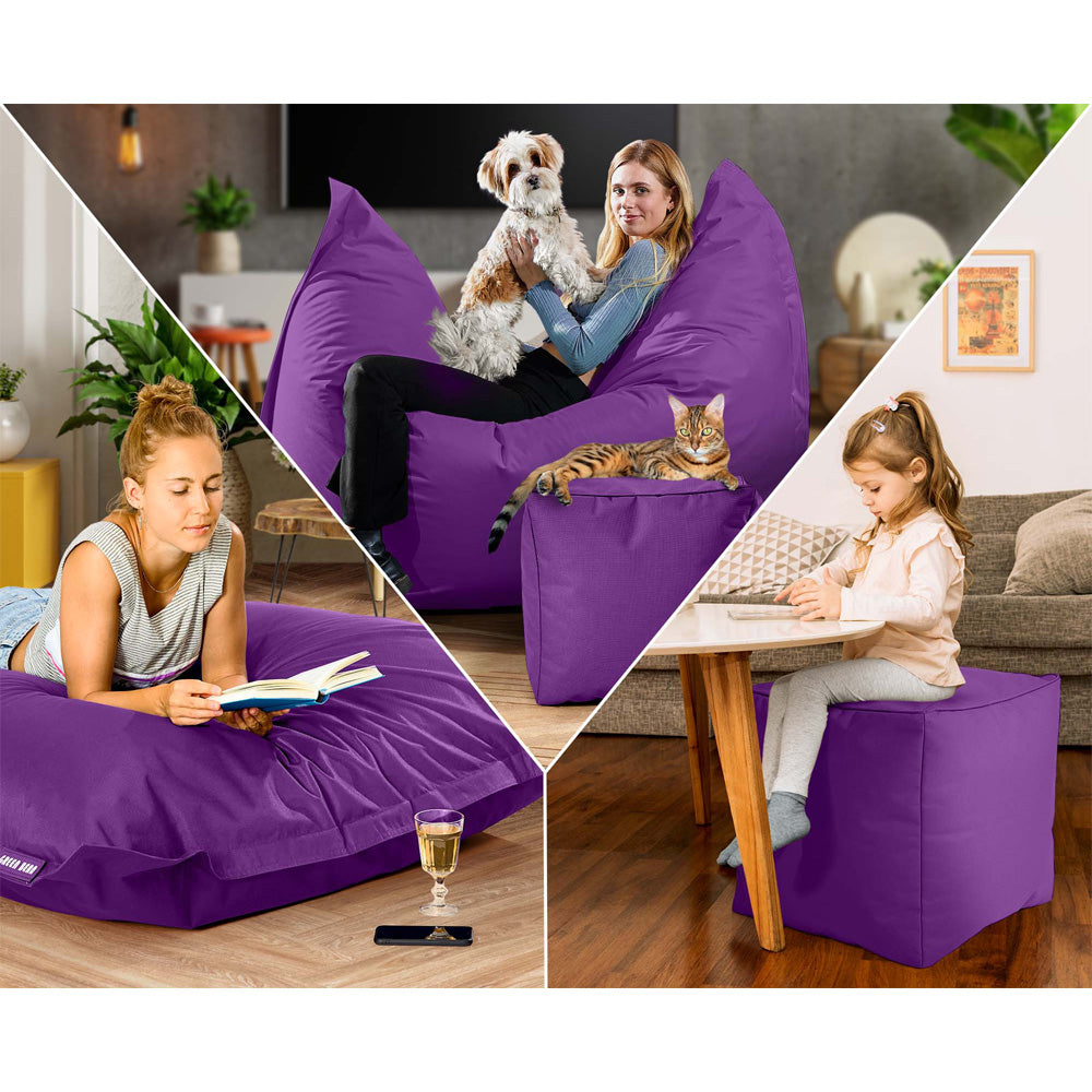 Lauko Sėdmaišių Komplektas Square XXL ir Cube Purple