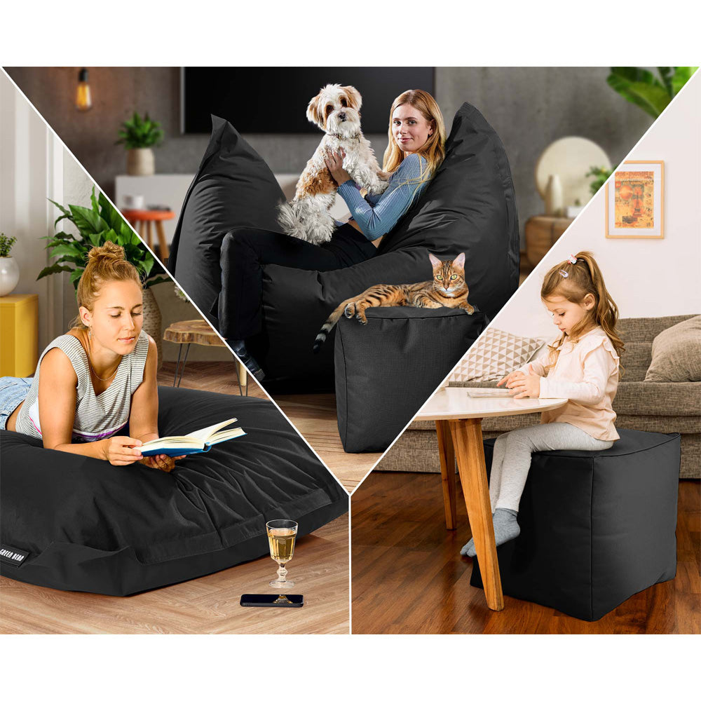 Lauko Sėdmaišių Komplektas Square XXL ir Cube Black