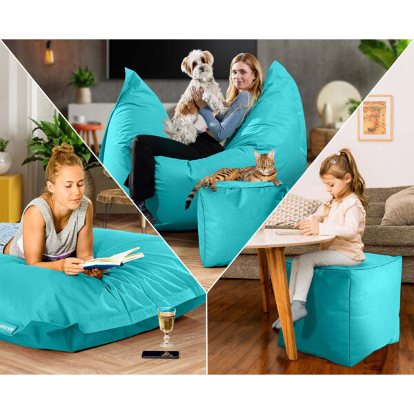 Lauko Sėdmaišių Komplektas Square XXL ir Cube Turquoise