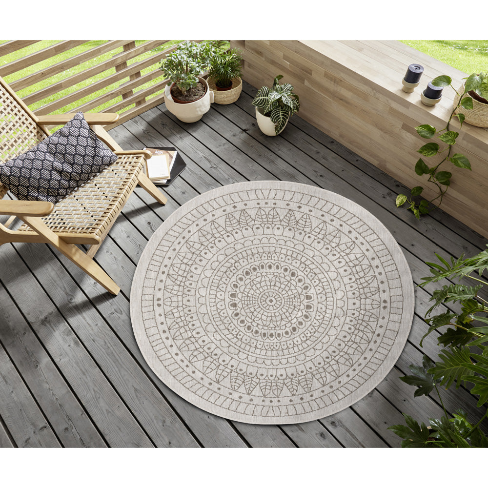 Dvipusis Apvalus Lauko Kilimas Porto Beige