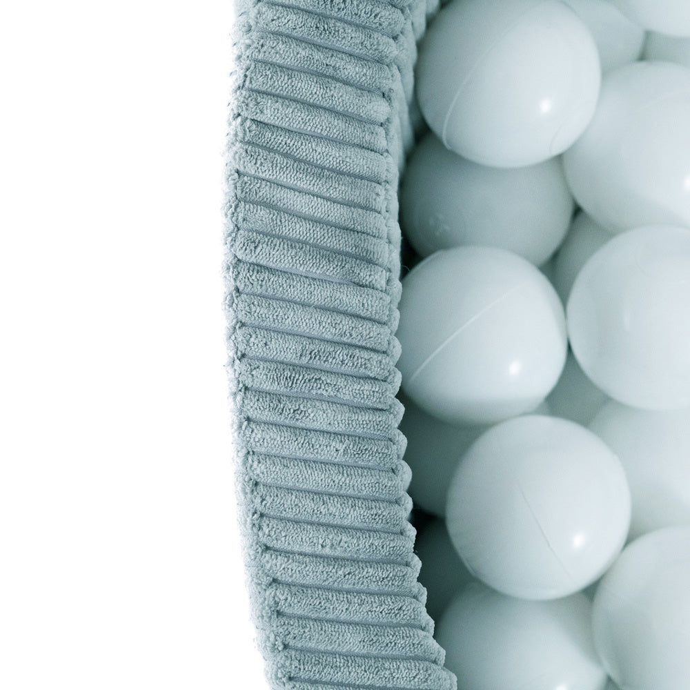 Kamuoliukų baseinas Plush Nest 90×30 cm, mėlyna, premium velvetas, 200 kamuoliukų