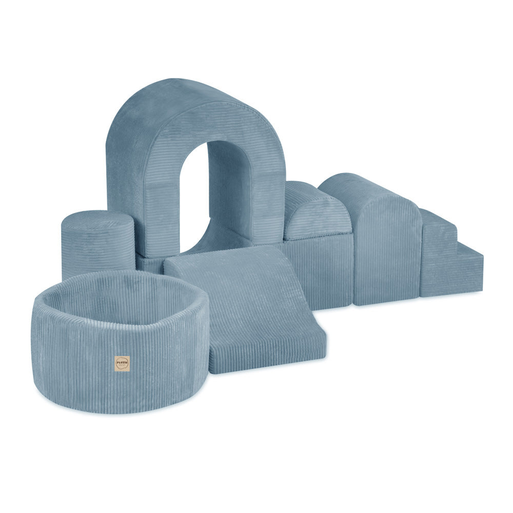 Žaidimų pilis Plush Nest, mėlyna, velvetas, 150 kamuoliukų