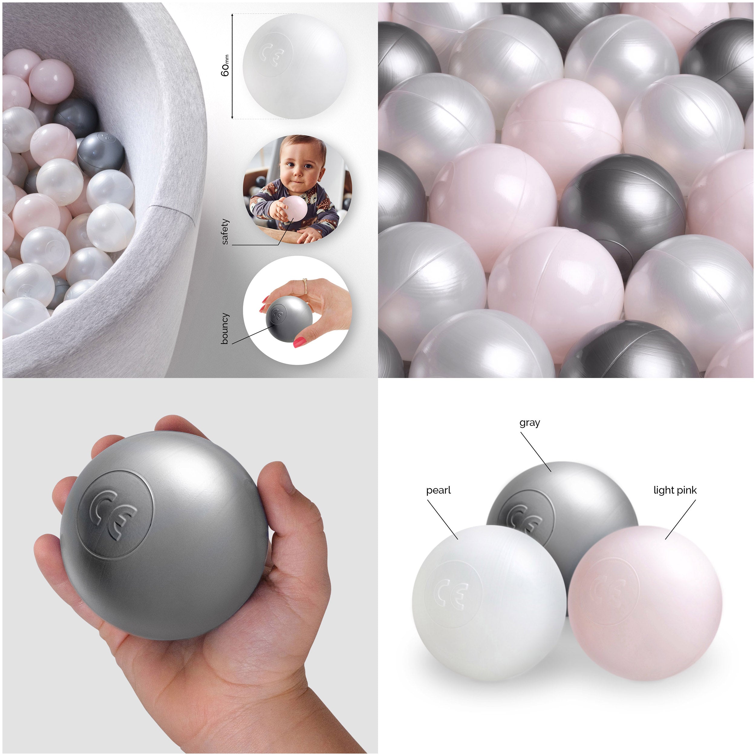 Kamuoliukų baseinas Plush Nest 6 cm, šviesiai rožinė