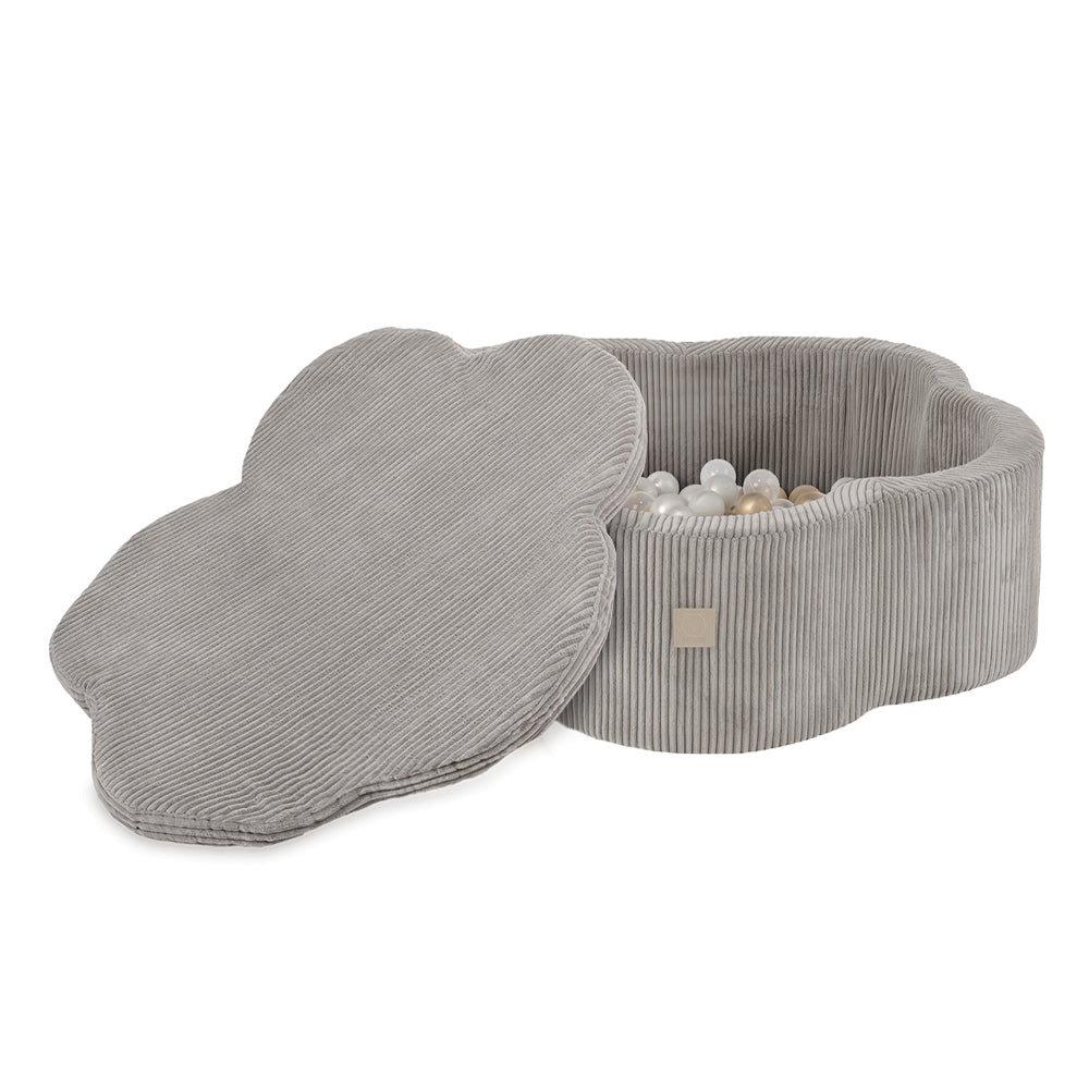 Kamuoliukų baseinas Plush Nest 95×30 cm, smėlio, premium velvetas, su kilimėliu, 200 kamuoliukų