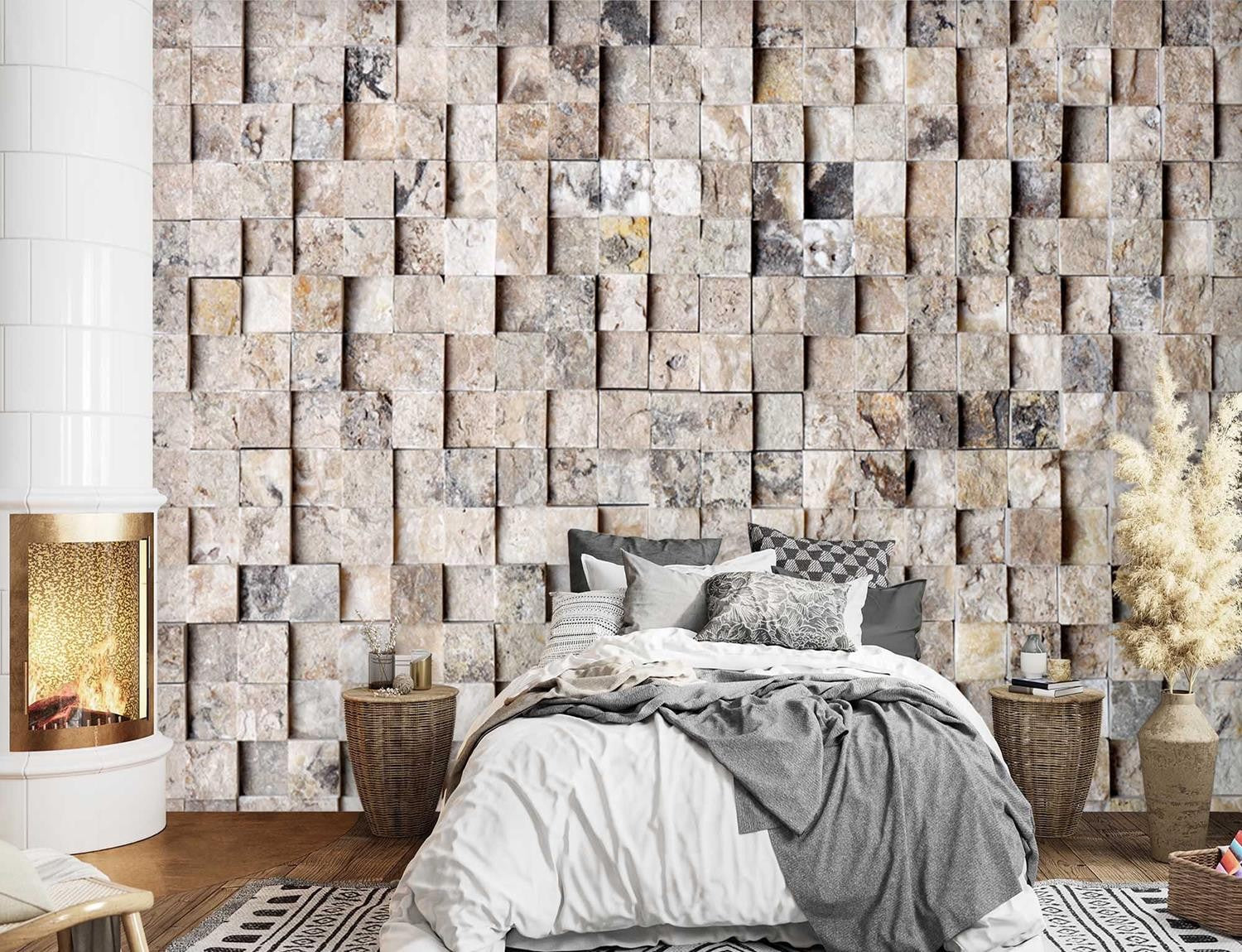Fototapetai, Akmens optikos 3d siena akmeninė siena akmeninė siena