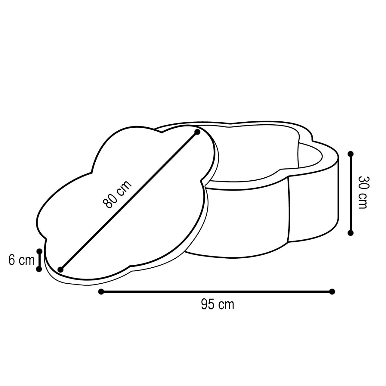 Kamuoliukų baseinas Plush Nest 95×30 cm, šviesiai mėlyna, premium velvetas, su kilimėliu, 300 kamuoliukų