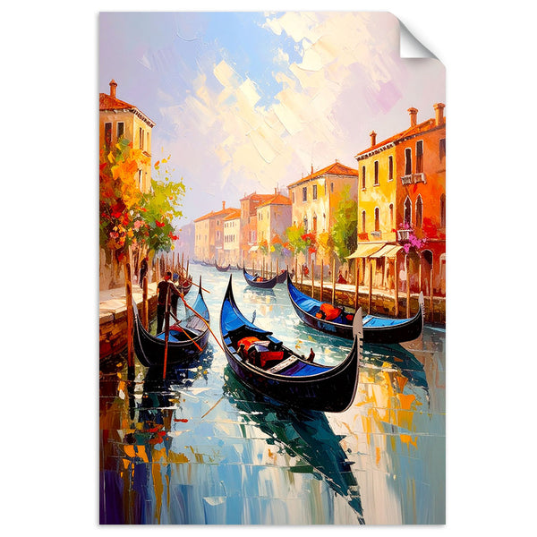 Lipni plakatas, Venecijos miesto gondolos Italija