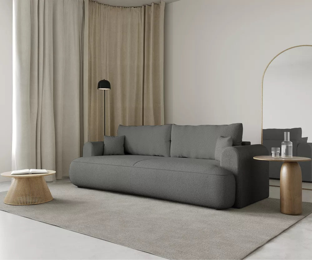 Trivietė sofa-lova Ovo, pilka