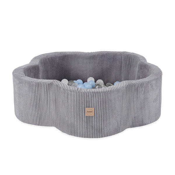 Kamuoliukų baseinas Plush Nest 95×30 cm, šviesiai mėlyna, premium velvetas, 200 kamuoliukų
