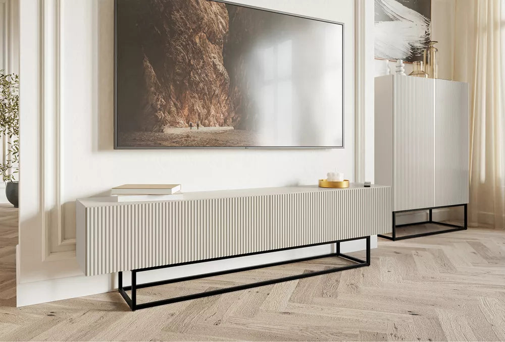 TV spintelė Veldio, pilkai smėlinė